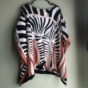 NWT Chico’s 100% Silk Zebra Poncho L/XL